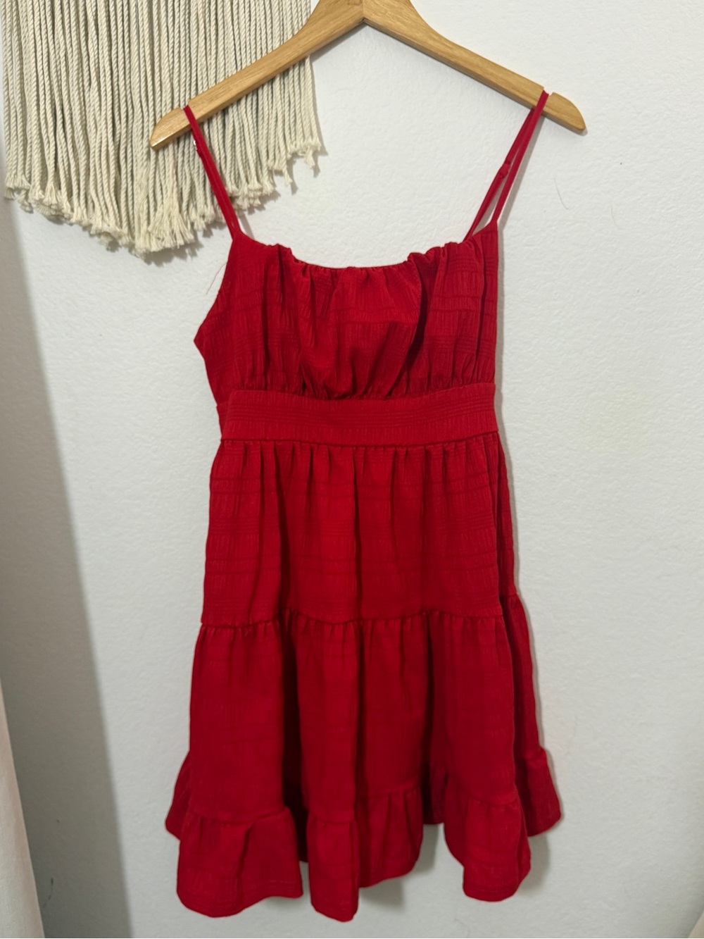 SHEIN Red Tiered Mini Dress | Size M